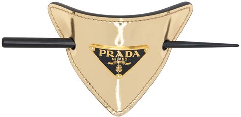 prada hair clip gold|Prada leather hair clip.